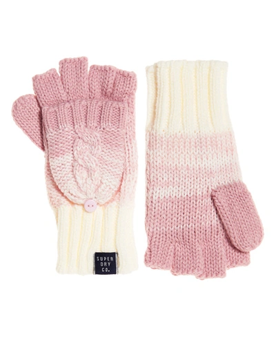 Shop Superdry Clarrie Cable Mittens In Pink