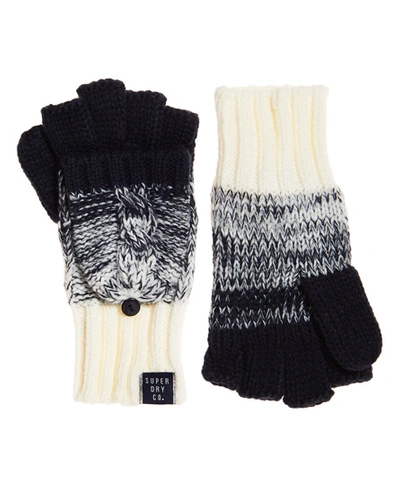 Shop Superdry Clarrie Cable Mittens In Blue