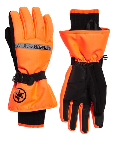 Shop Superdry Men's Ultimate Snow Service Gloves Orange / Hyper Orange/black - Size: S/m