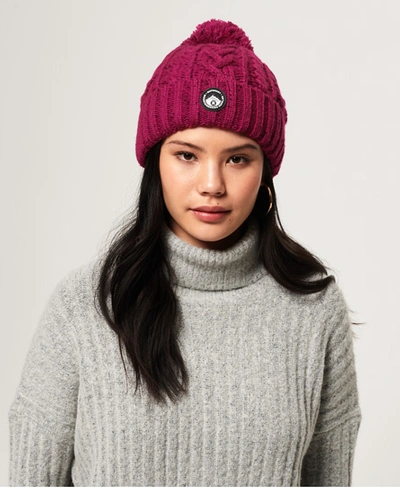 Shop Superdry Gracie Cable Beanie In Pink