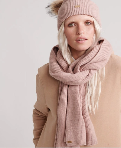 Shop Superdry Heritage Ribbed Scarf In Tan