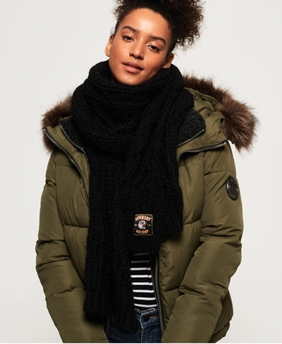 Shop Superdry Chic Regal Cable Scarf In Black