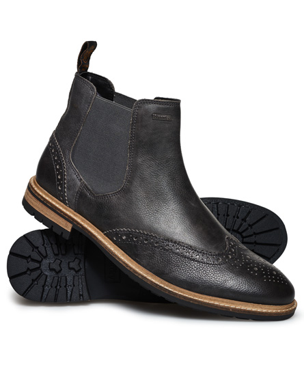 black chelsea brogue boots