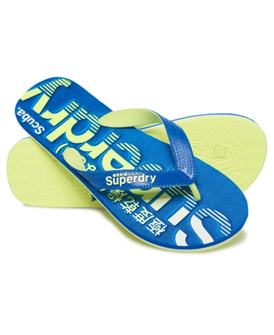 Shop Superdry Scuba Logo Faded Flip Flops In Blue