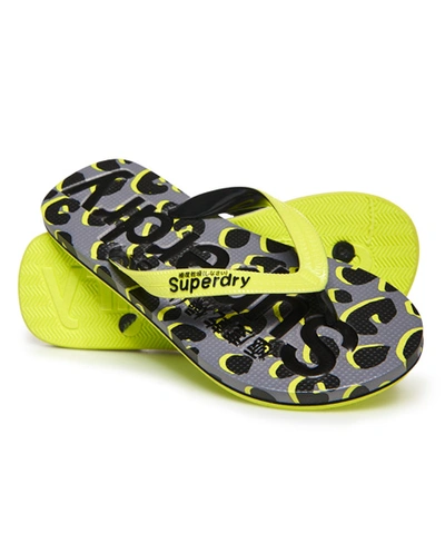 Shop Superdry All Over Print Flip Flops In Yellow