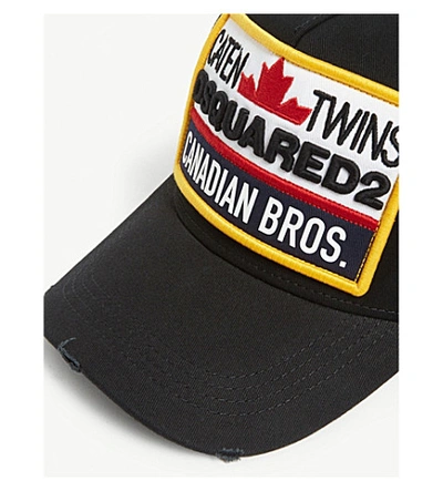 Shop Dsquared2 Canadian Bro's Cotton Cap In Black