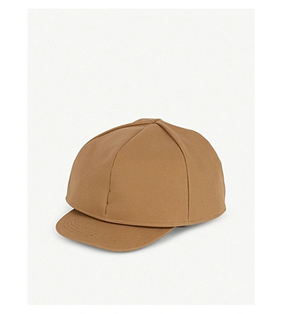 Shop Raf Simons Strap-fastening Double Cotton Cap In Camel