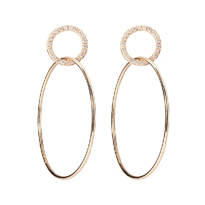 Shop Sophie Ratner Single Circle Hinge Ring Pave Earrings In Yellow Gold/pave