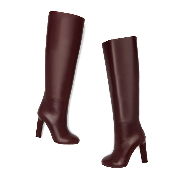 burgundy knee high boots leather