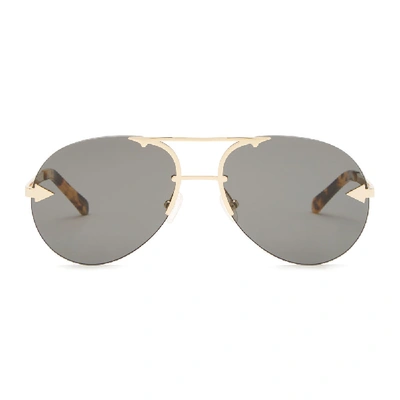 Shop Karen Walker Love Hangover Aviator Sunglasses In Crazy Tort/gold