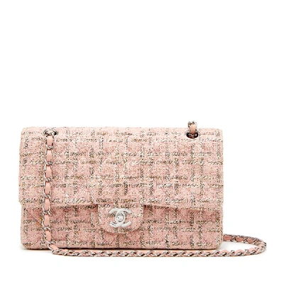 Shop What Goes Around Comes Around Chanel 2.55 Pink Tweed 10” Bag