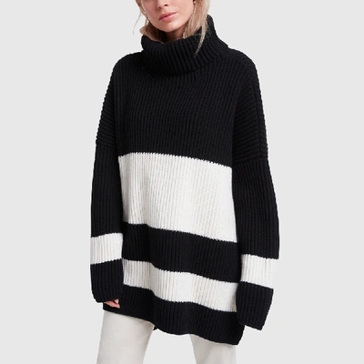 Shop Joseph Sweater Cote Anglaise In Black/cream