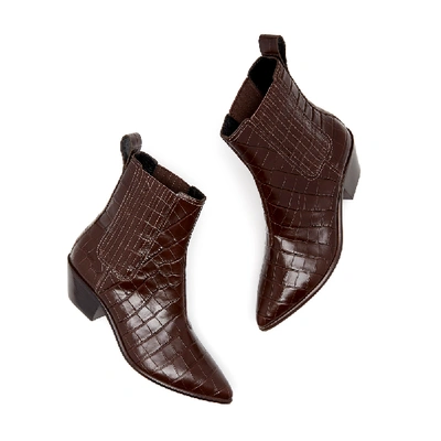Shop Loeffler Randall Aylin Low Western Boots In Dark Brown