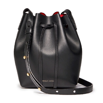 Shop Mansur Gavriel Mini Mini Bucket Bag In Black/flamma