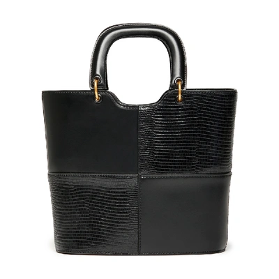 Shop Staud Andy Bag In Black Lizard Embossed