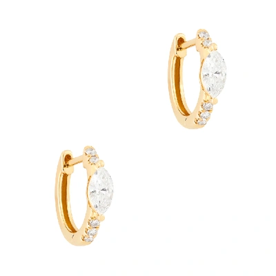 Shop Anita Ko 18-karat Yellow-gold Huggies With Marquis Diamond Center Earring In Yellow Gold/white Diamonds