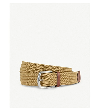 Shop Polo Ralph Lauren Braided Logo-embossed Cotton-stretch Belt In Timber Brown