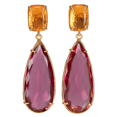 Shop Christie Nicolaides Franca Earrings Amber In Pink