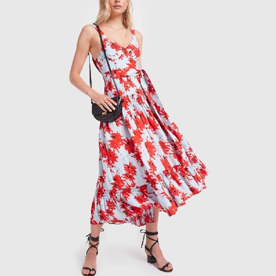 Shop Proenza Schouler Maxi Printed Viscose Dress In Red/baby Blue