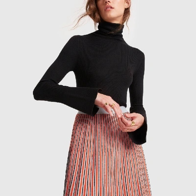 Shop Proenza Schouler Roll-neck Silk-blend Sweater With Split-cuff In Black