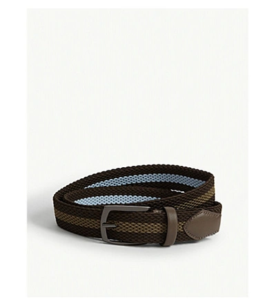 Shop Pal Zileri Woven Leather Belt In Brown