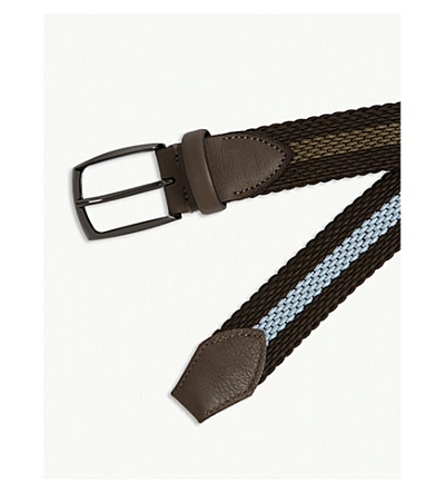 Shop Pal Zileri Woven Leather Belt In Brown