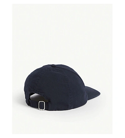 Shop Off-white Beige Cotton Baseball Cap In Dark Blue