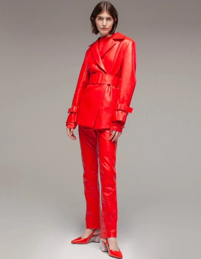 Shop Milo Maria Beatrice Leather Jacket In Red