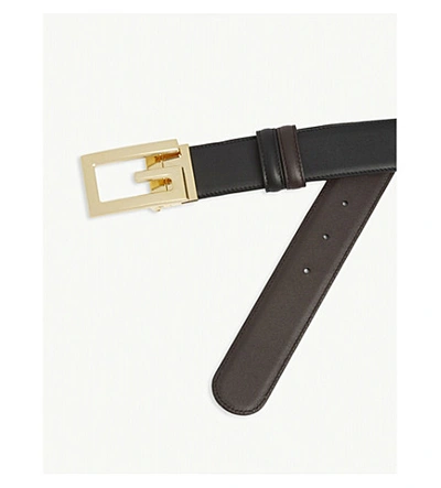 Shop Gucci Reversible Leather G Logo Belt In Black Cocoa