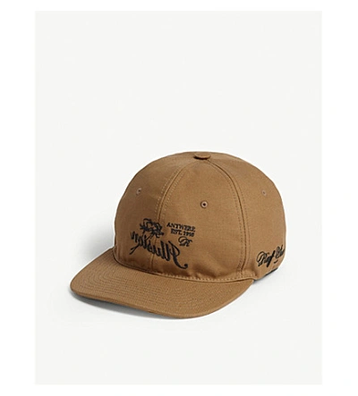 Shop Raf Simons Illusion Embroidered Cotton Baseball Cap In Camel