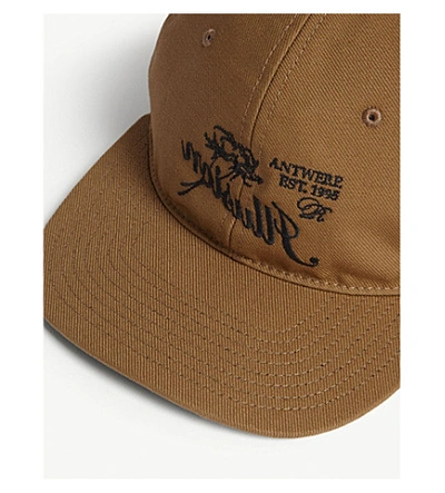 Shop Raf Simons Illusion Embroidered Cotton Baseball Cap In Camel