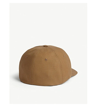 Shop Raf Simons Illusion Embroidered Cotton Baseball Cap In Camel