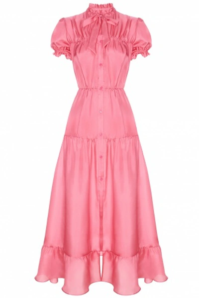 Shop 19.04 Silk Midi Dress B In Pink