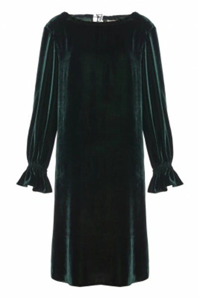 Shop 19.04 Green Silk Velvet Dress