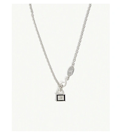 Nine West Silver Tone 17 Padlock Pendant Necklace