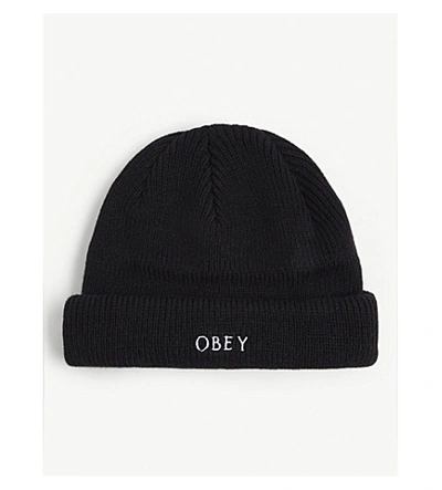 Obey Branded Roll-up Beanie In Black | ModeSens