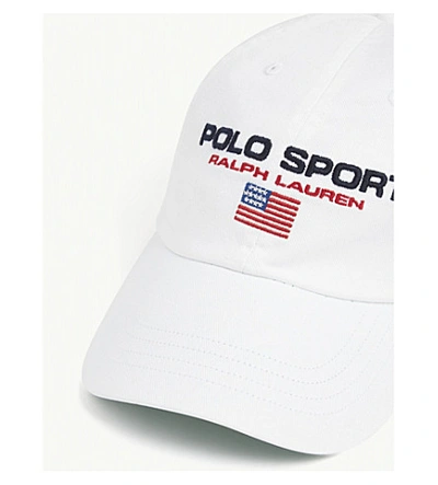 Shop Polo Ralph Lauren Embroidered Logo Cotton Baseball Cap In Pure White W/ Polo Sport