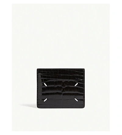 Shop Maison Margiela Croc-embossed Leather Cardholder In Black