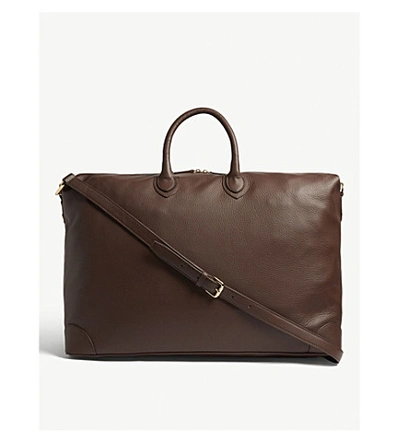 Shop Eleventy Large Leather Weekender Bag In Moro