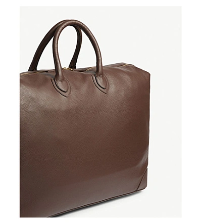 Shop Eleventy Large Leather Weekender Bag In Moro