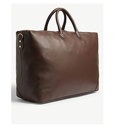 Shop Eleventy Large Leather Weekender Bag In Moro