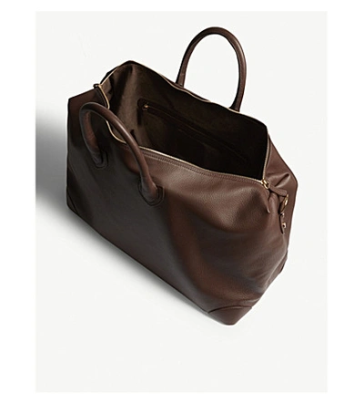 Shop Eleventy Large Leather Weekender Bag In Moro