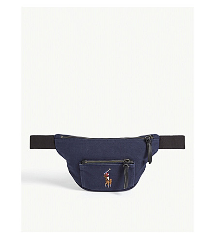 Polo Ralph Lauren Logo Canvas Belt Bag In Navy/black | ModeSens