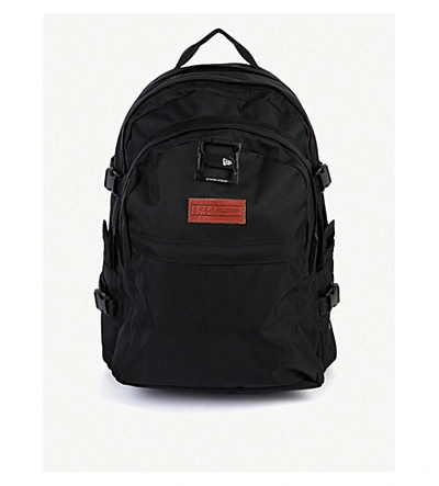 Shop Yohji Yamamoto New Era Logo-embroidered Canvas Backpack In Black