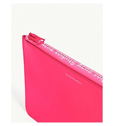 Shop Acne Studios Malachite Neon Leather Pouch In Fluo Pink