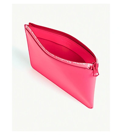 Shop Acne Studios Malachite Neon Leather Pouch In Fluo Pink