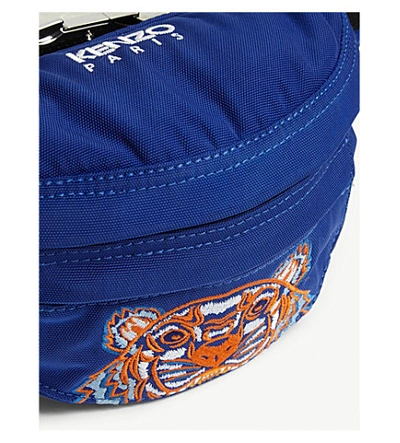 Shop Kenzo Logo-embroidered Shell Belt Bag In Slate Blue