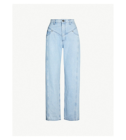 sandro washed denim with seaming