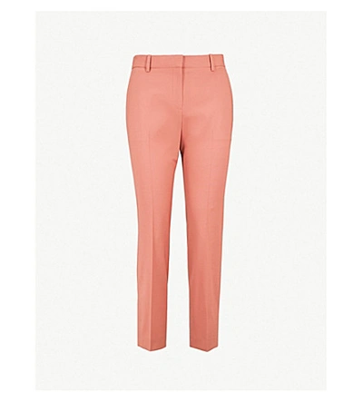 Shop Theory Treeca Cropped Stretch-wool Tapered Trousers In Pink Russet