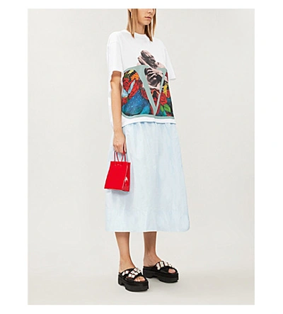 Shop Valentino Oversized Graphic-print Cotton-jersey T-shirt In White